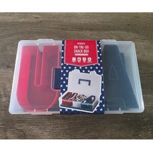 Patriotic USA On-The-Go Snack Box Divided Serving Tray Red White Blue 43.5oz NEW